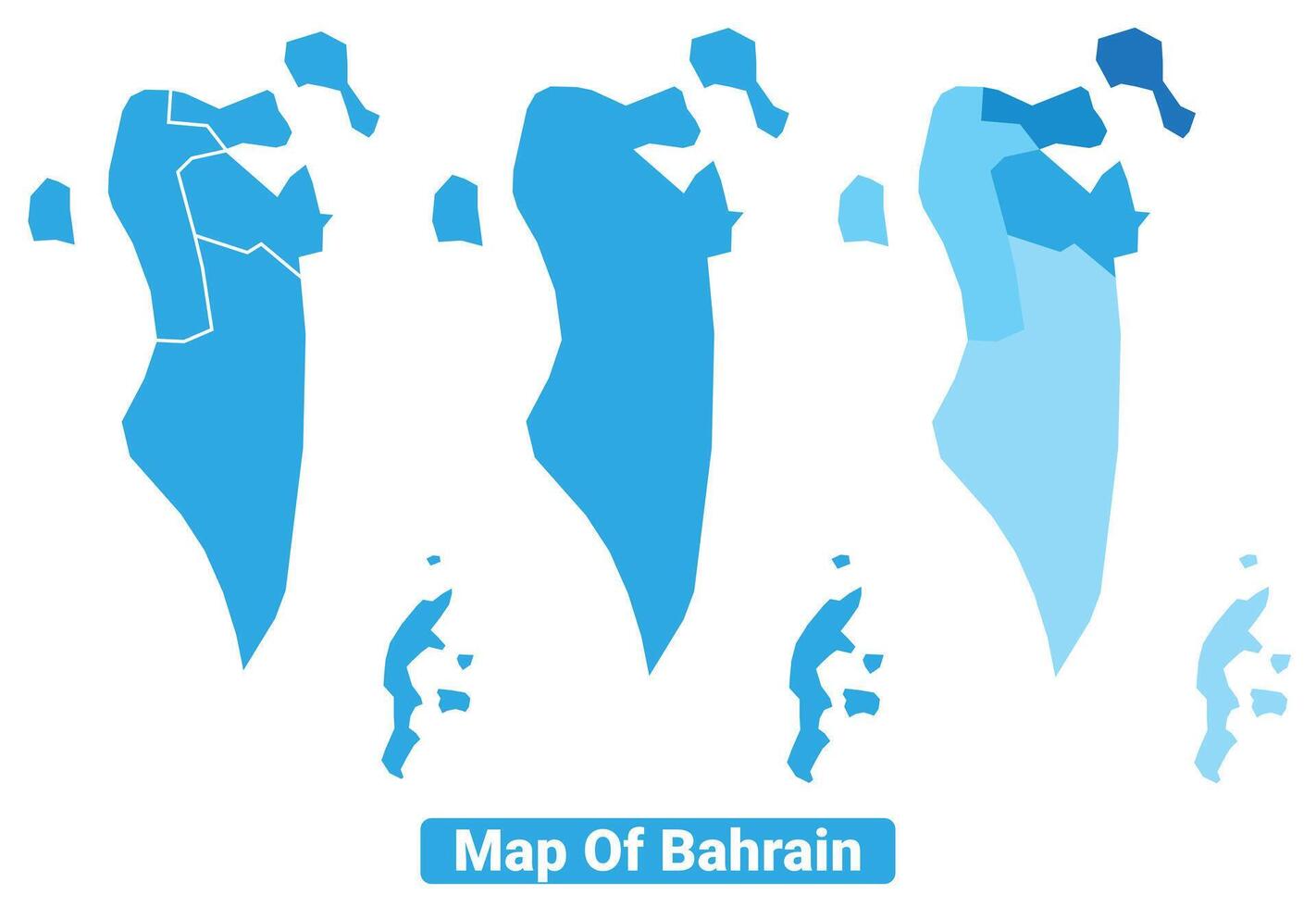 Bluescale Bahrain map in different style border outline illustration set vector