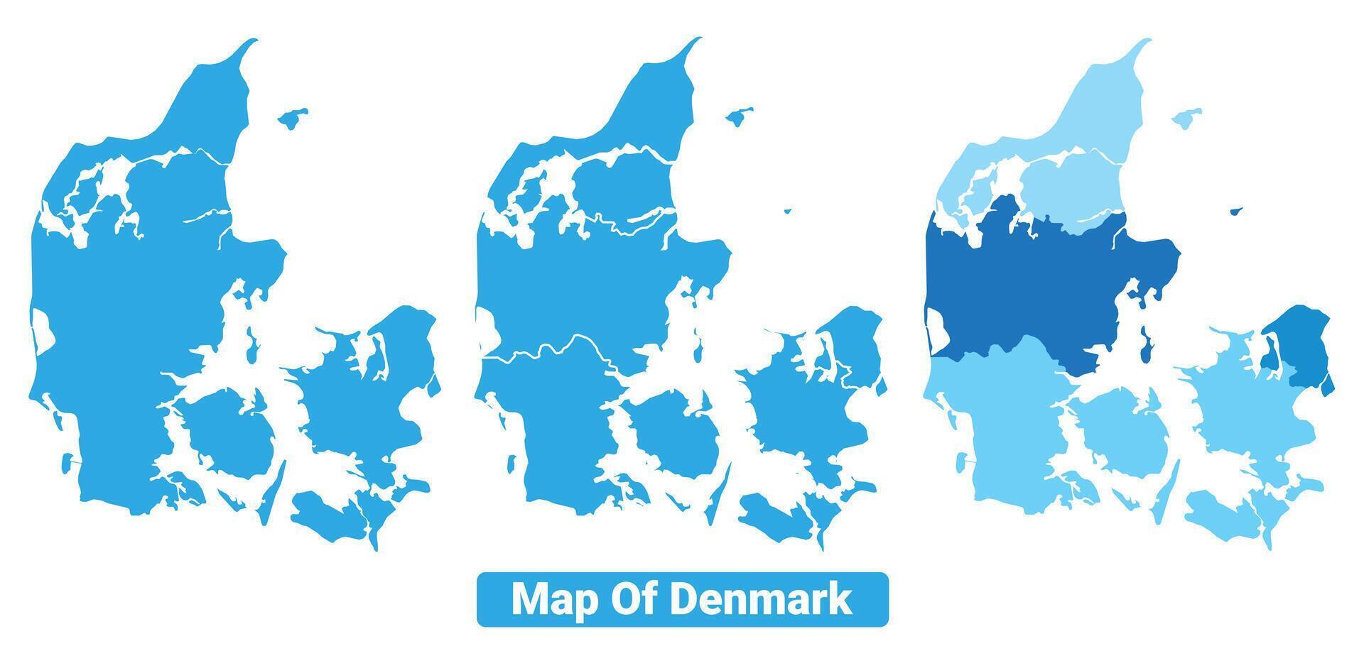 Bluescale Denmark map in different style border outline illustration set vector