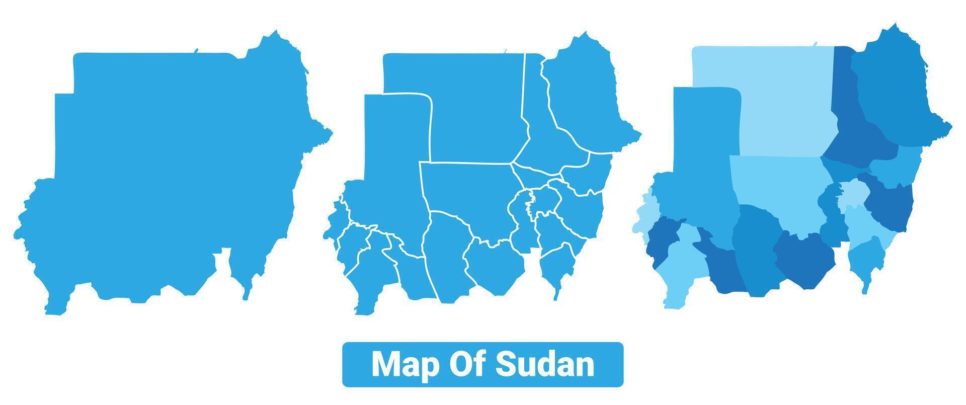 Bluescale Sudan map in different style border outline illustration set vector