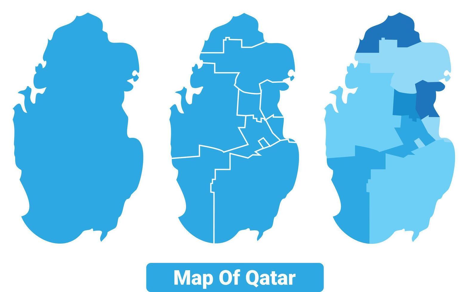 Bluescale Qatar map in different style border outline illustration set vector