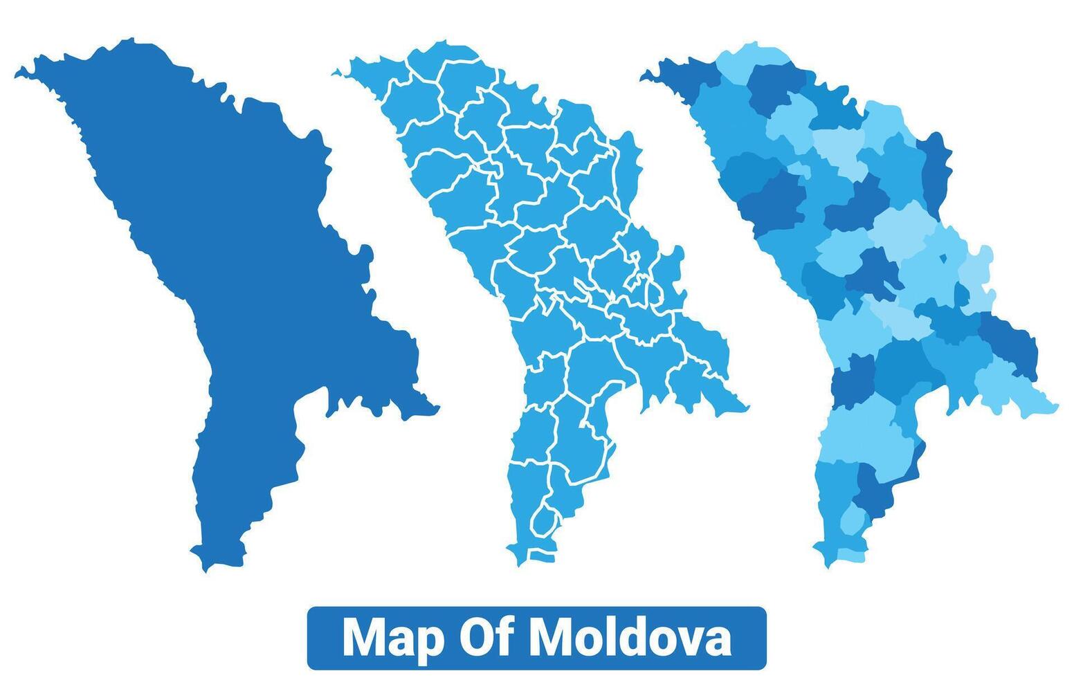 Bluescale Moldova map in different style border outline illustration set vector