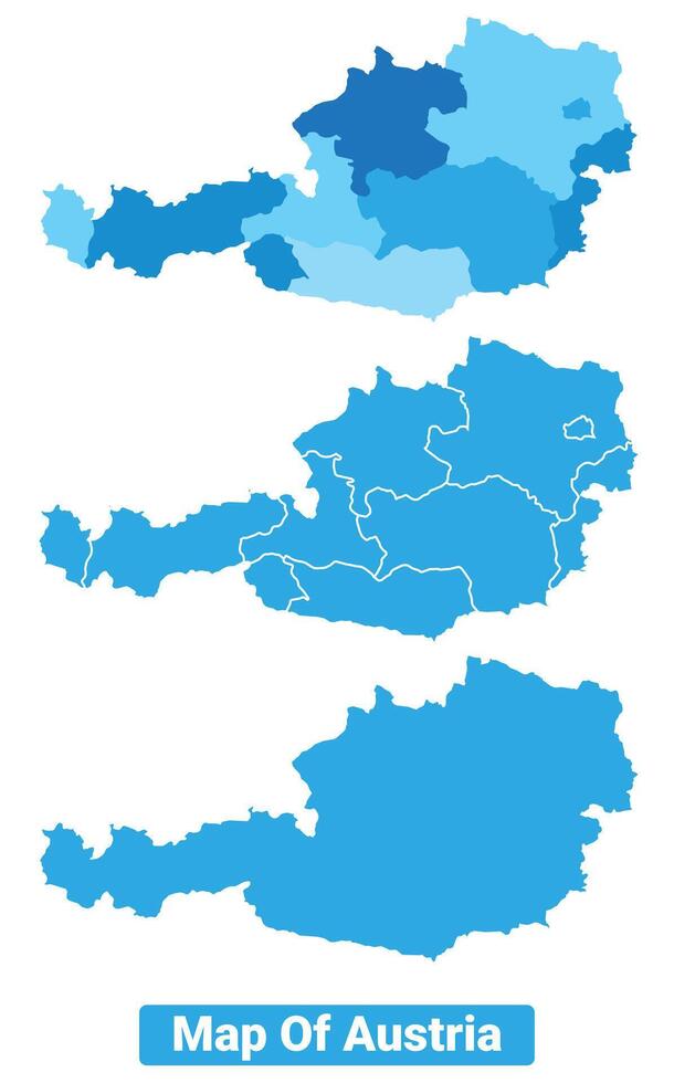 Bluescale Austria map in different style border outline illustration set vector