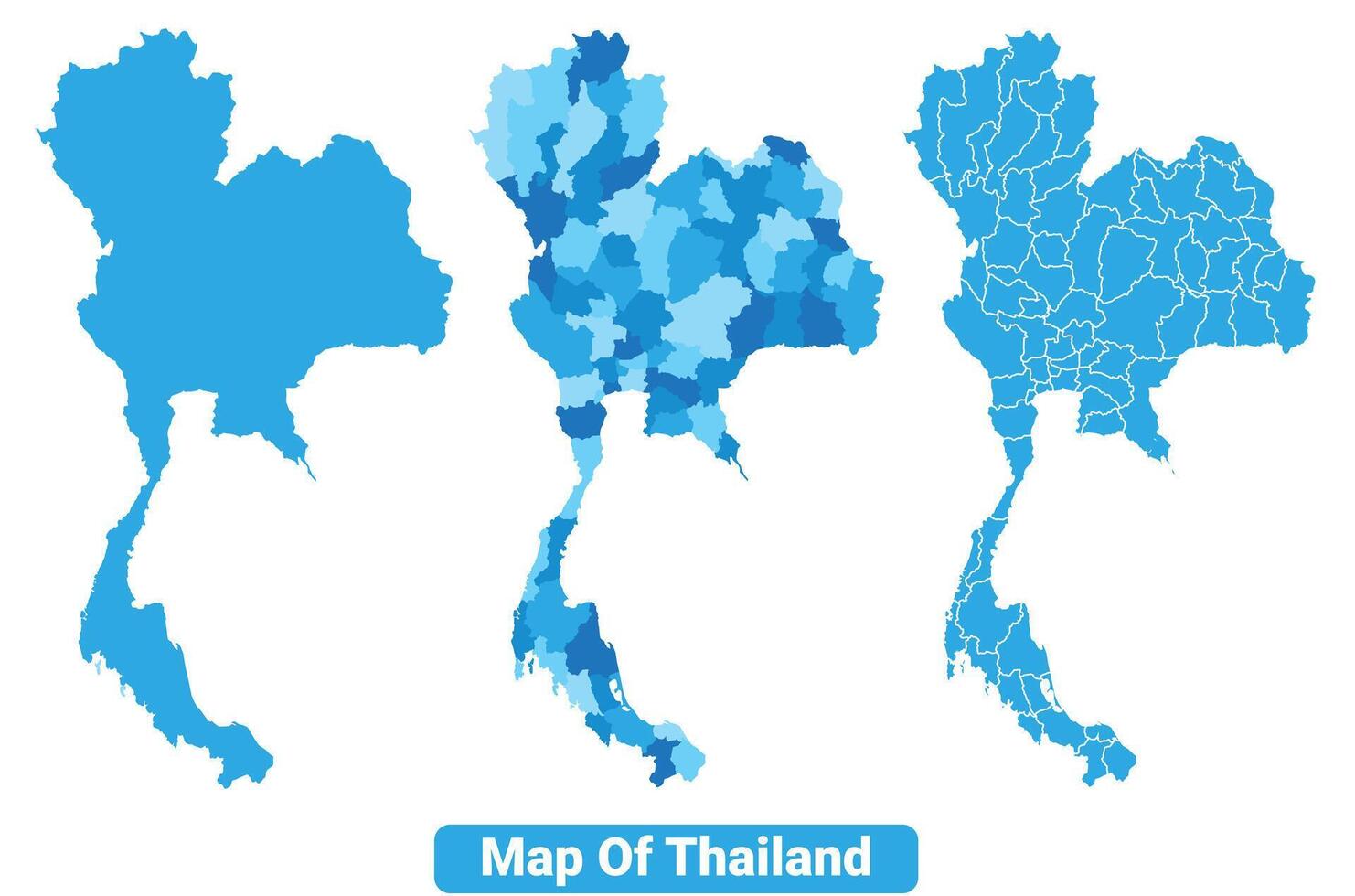 Bluescale Thailand map in different style border outline illustration set vector