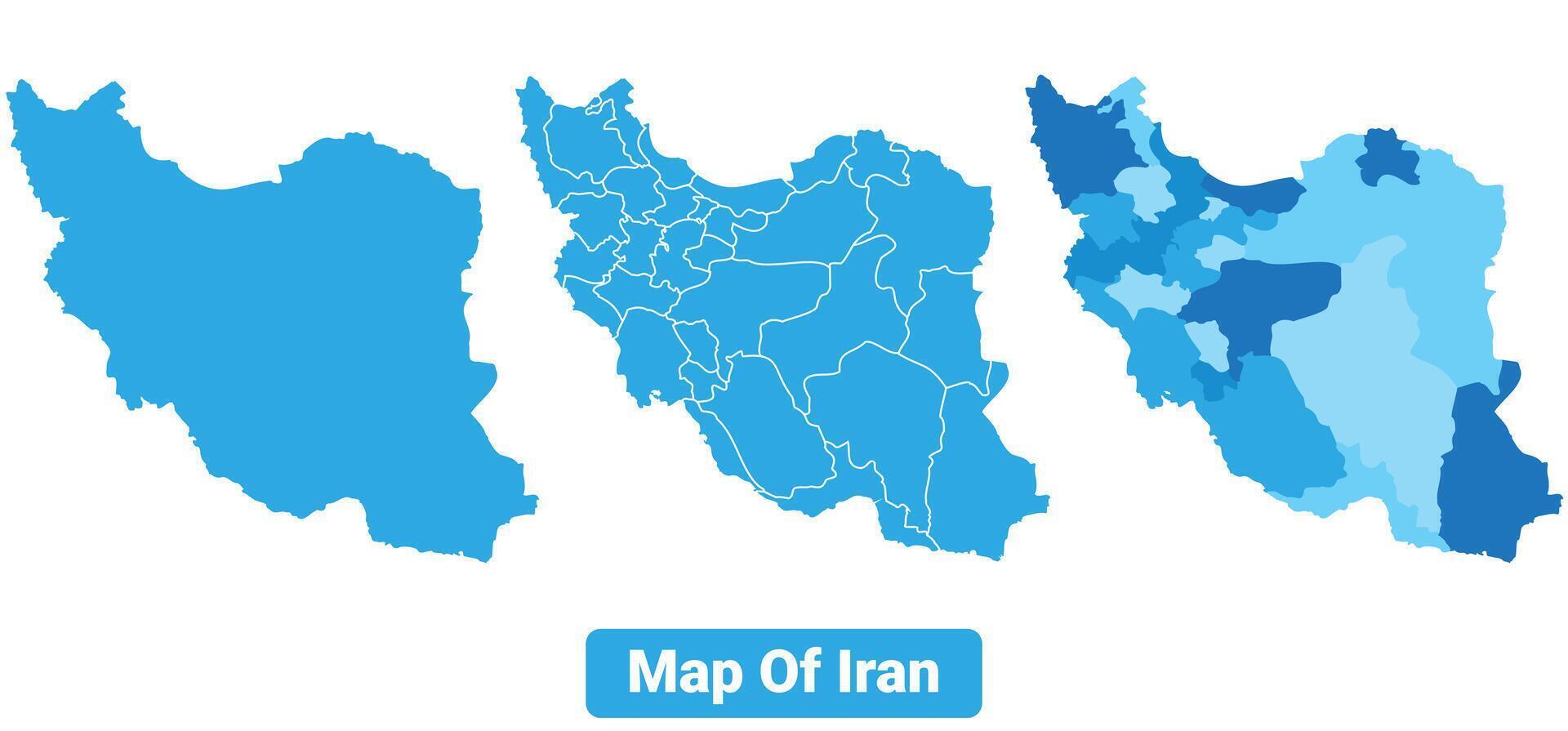 Bluescale Iran map in different style border outline illustration set vector