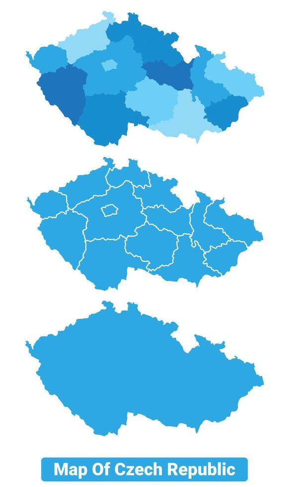 Bluescale Czech Republic map in different style border outline illustration set vector