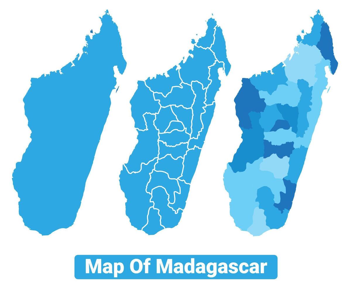 Bluescale Madagascar map in different style border outline illustration set vector