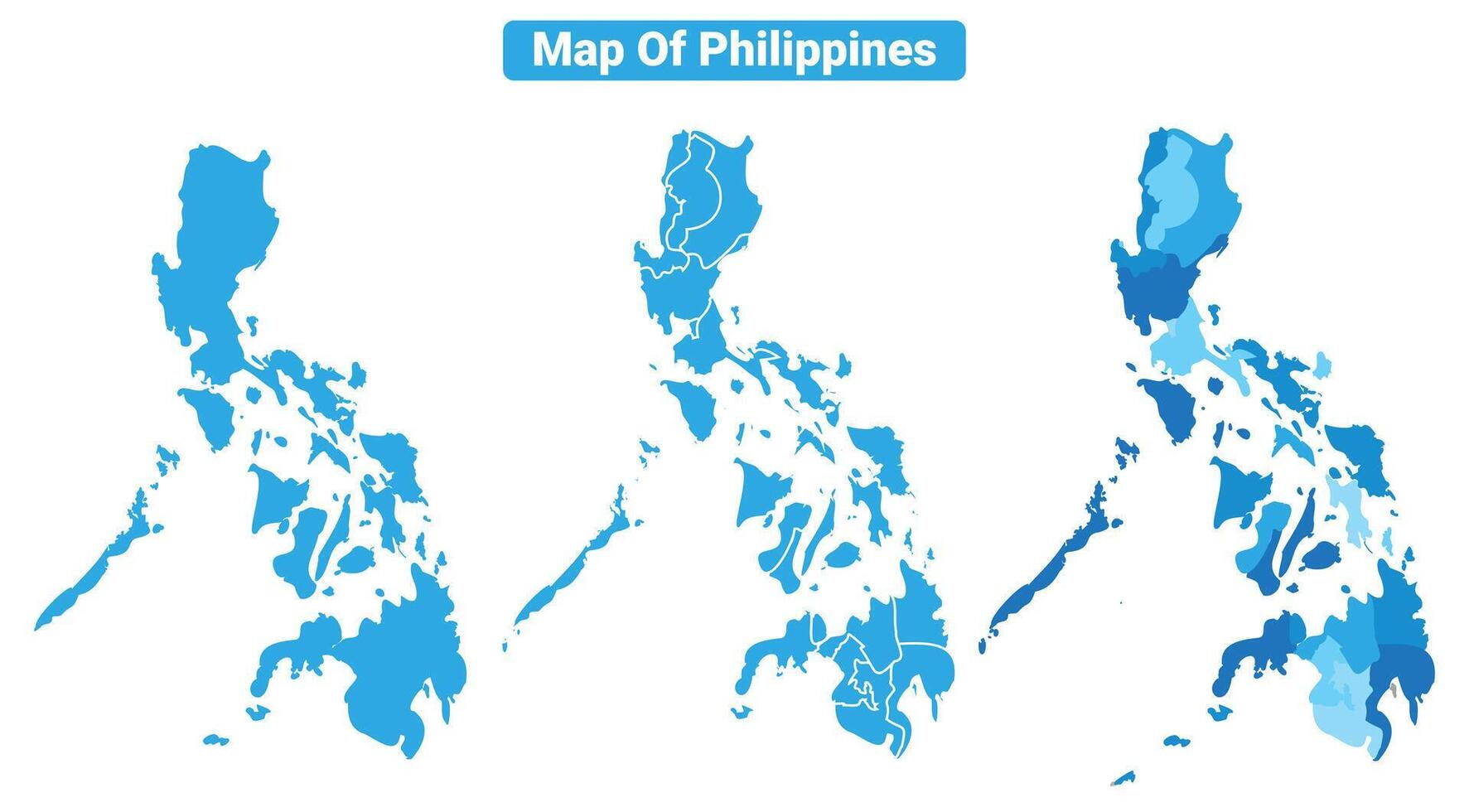 Bluescale Philippines map in different style border outline illustration set vector