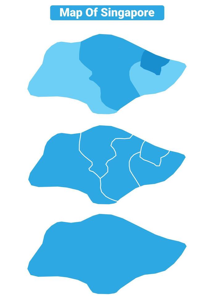 Bluescale Singapore map in different style border outline illustration set vector