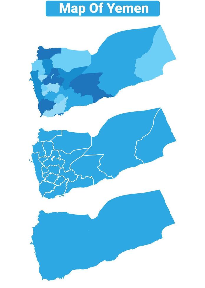 Bluescale Yemen map in different style border outline illustration set vector