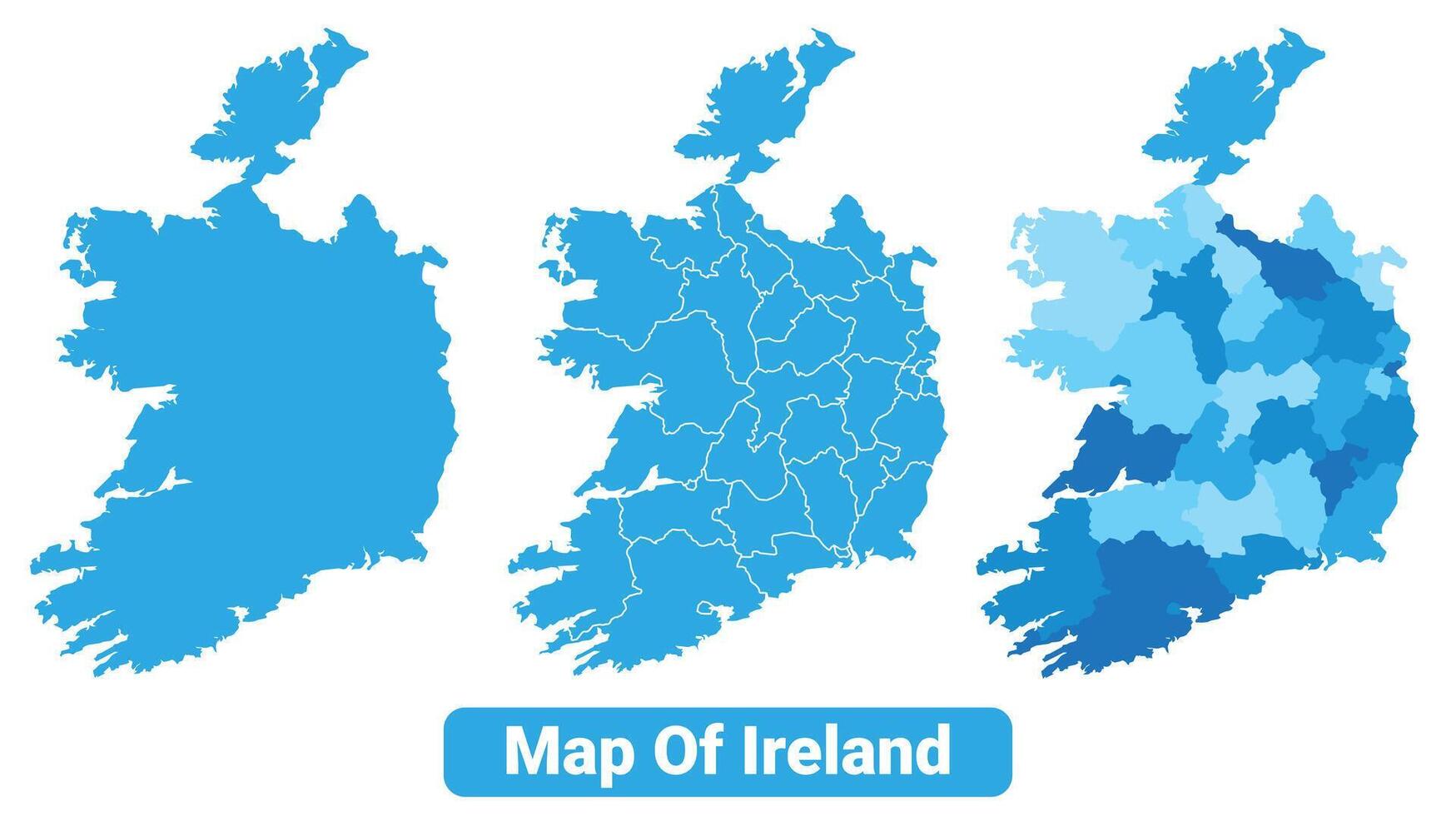 Bluescale Ireland map in different style border outline illustration set vector
