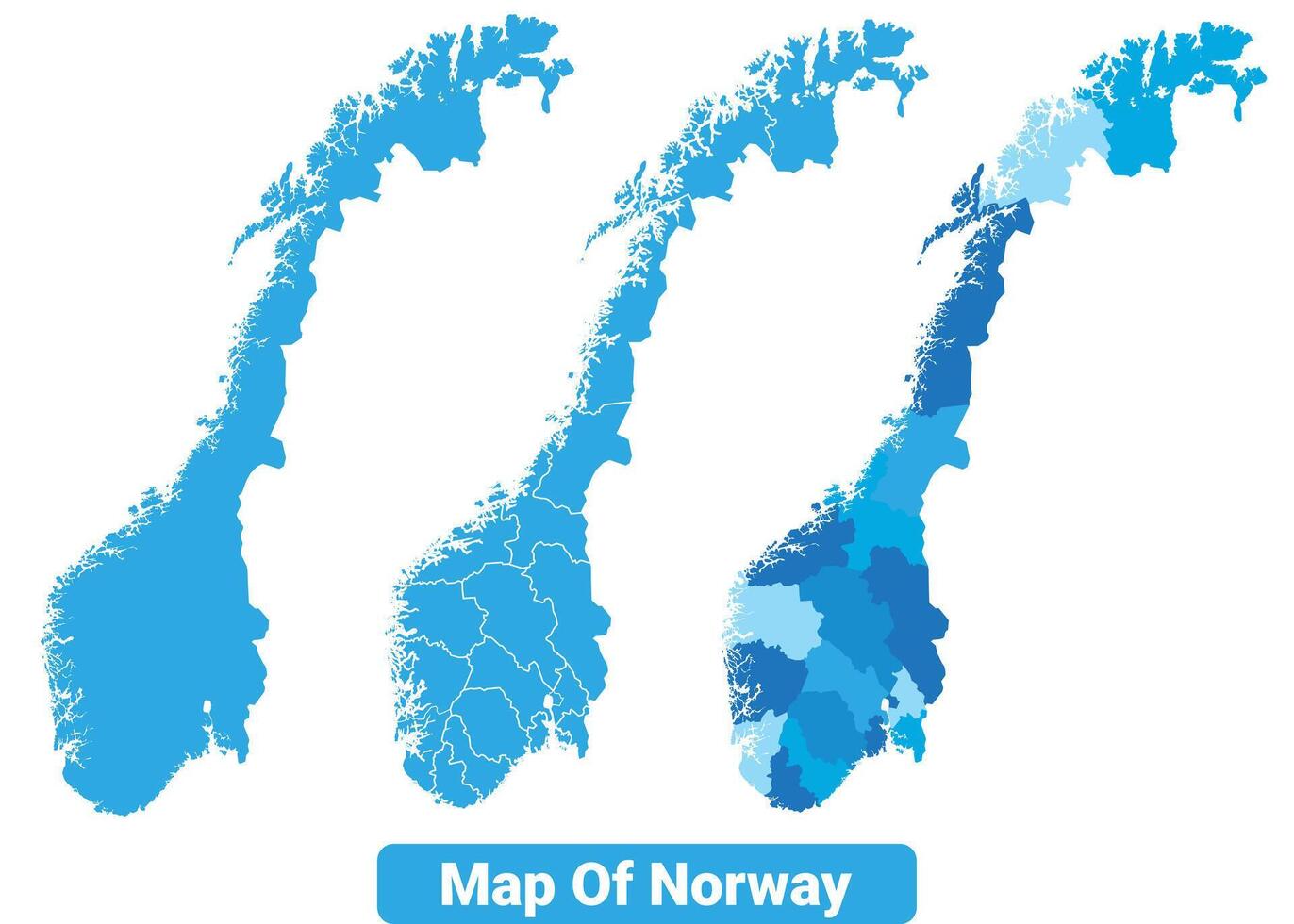 Bluescale Norway map in different style border outline illustration set vector