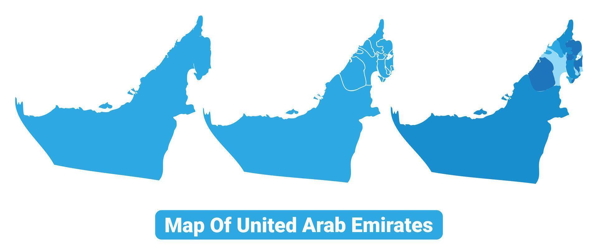 Bluescale United Arab Emirates map in different style border outline illustration set vector