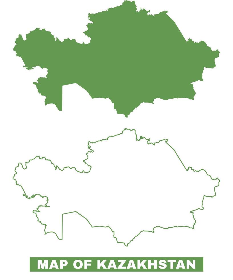 Simple Kazakhstan Outline flat map style illustration set vector