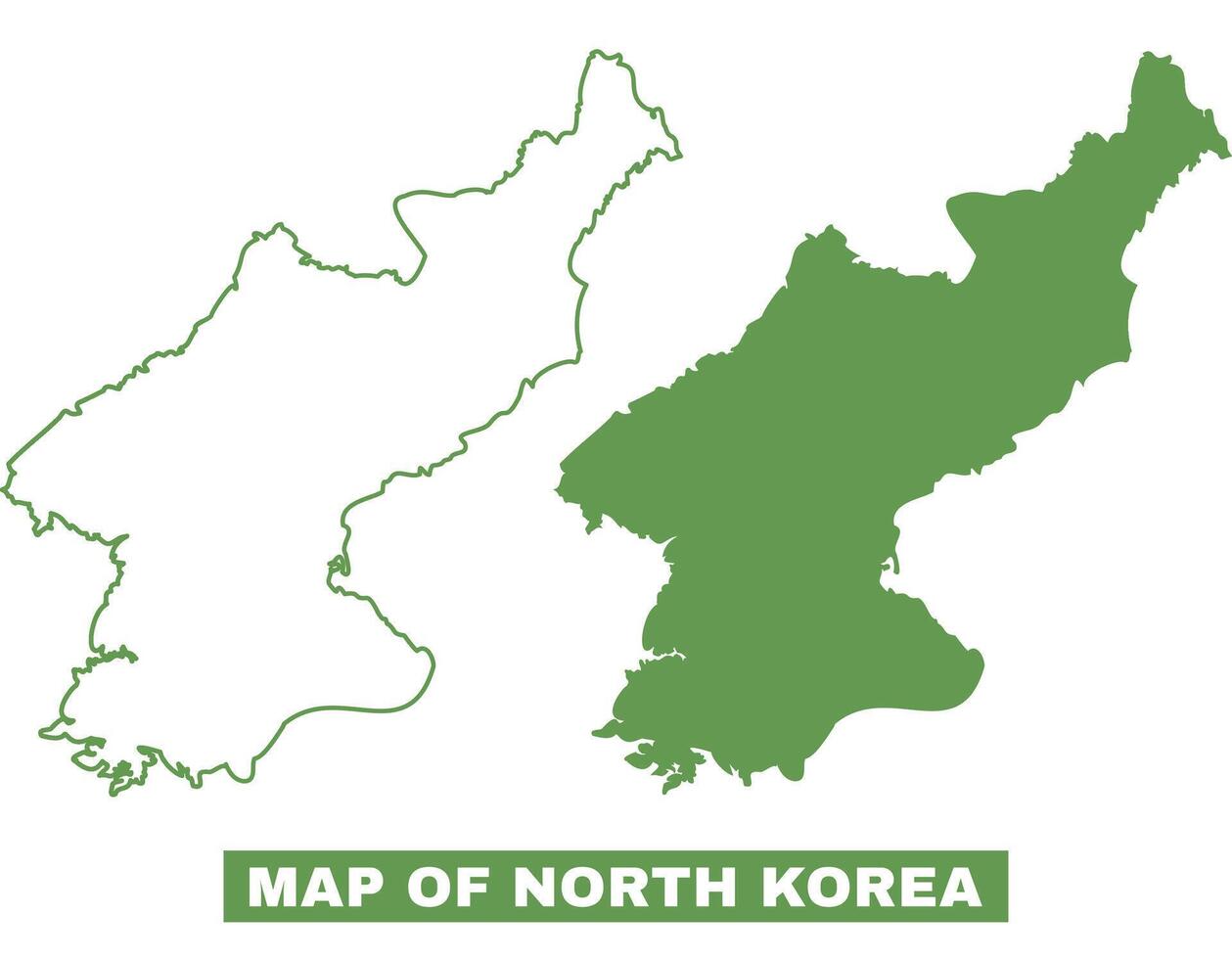 Simple North Korea Outline flat map style illustration set vector