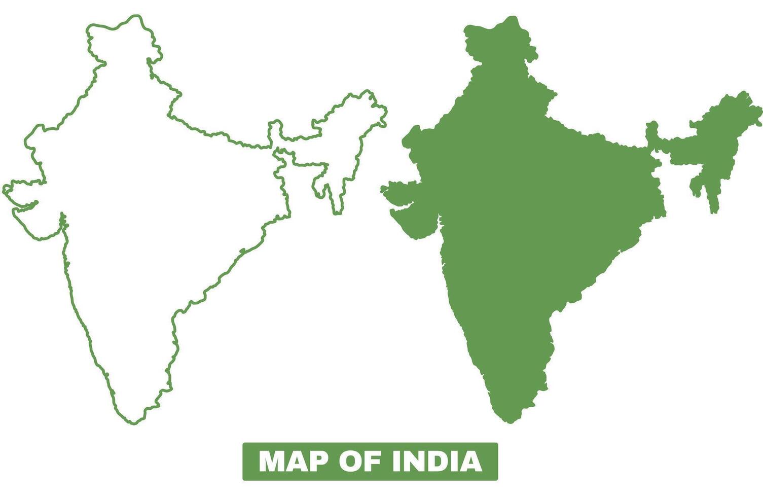 Simple India Outline flat map style illustration set vector