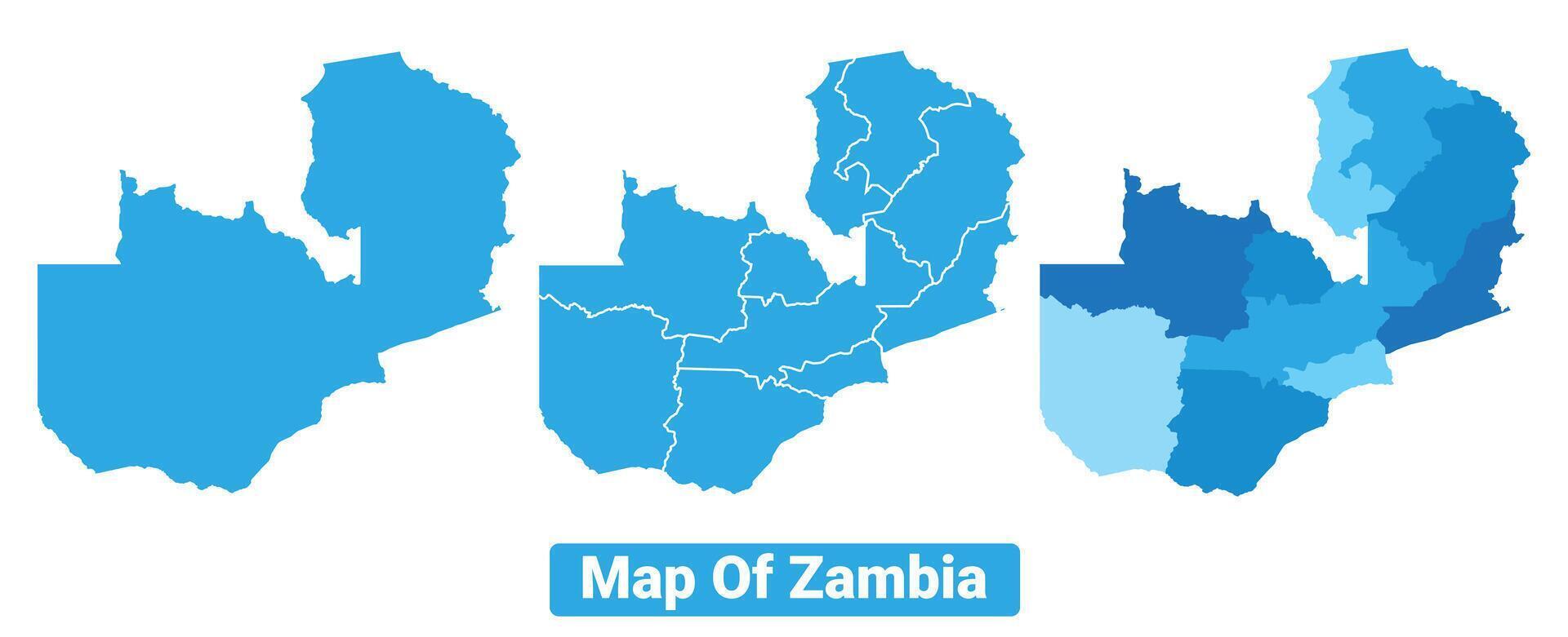 Bluescale Zambia map in different style border outline illustration set vector