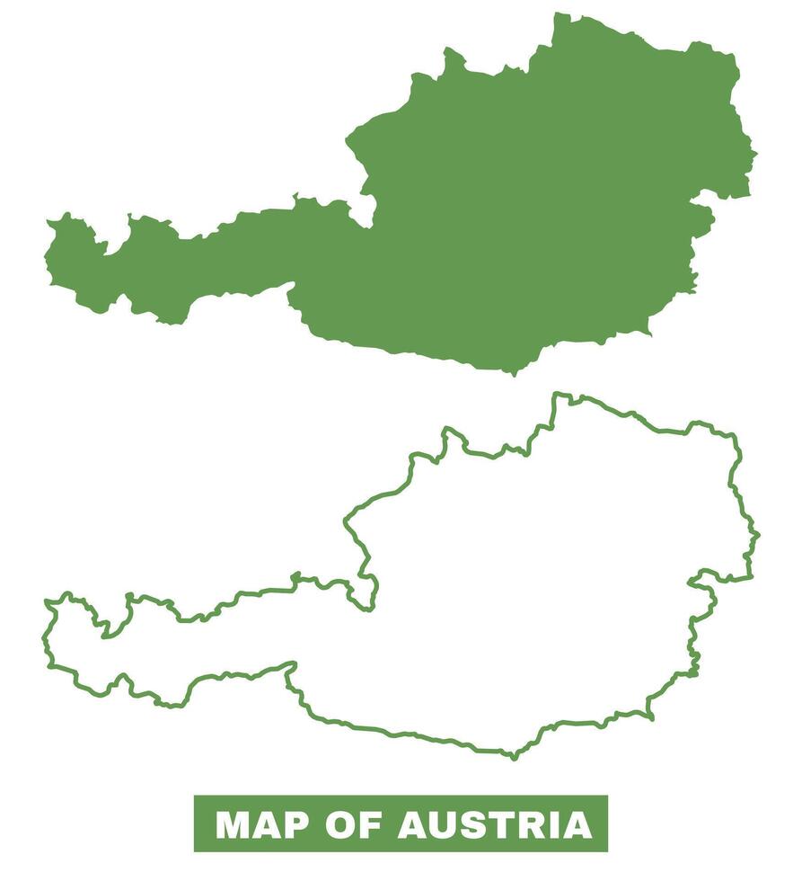 Simple Austria Outline flat map style illustration set vector