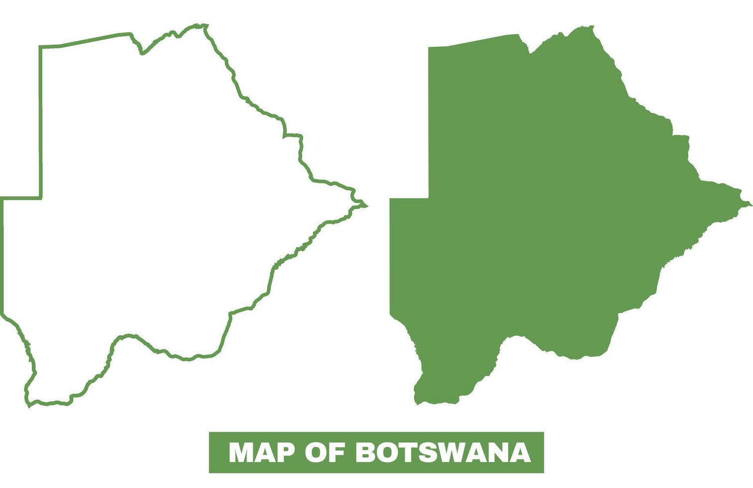 Simple Botswana Outline flat map style illustration set vector