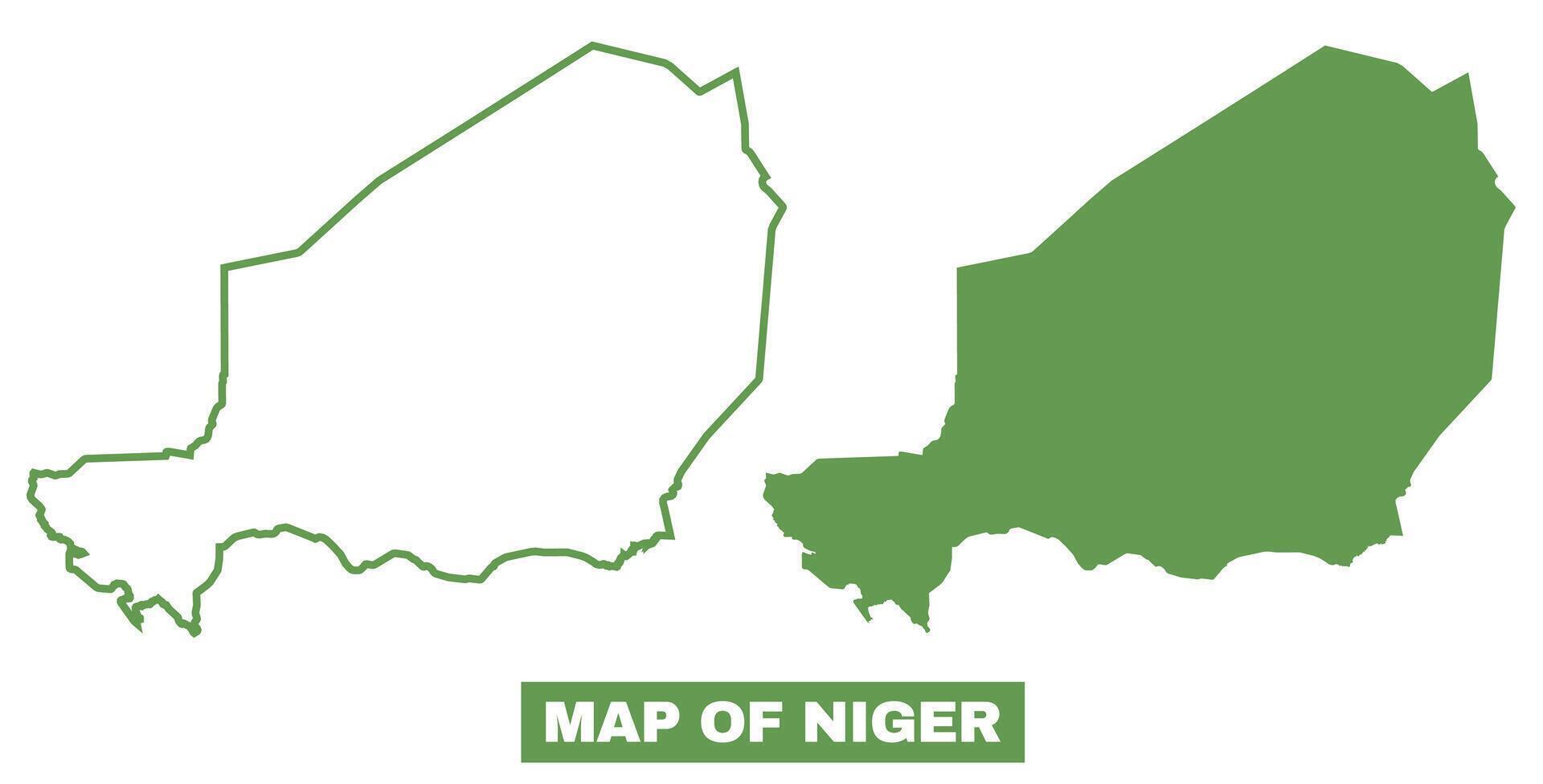 Simple Niger Outline flat map style illustration set vector