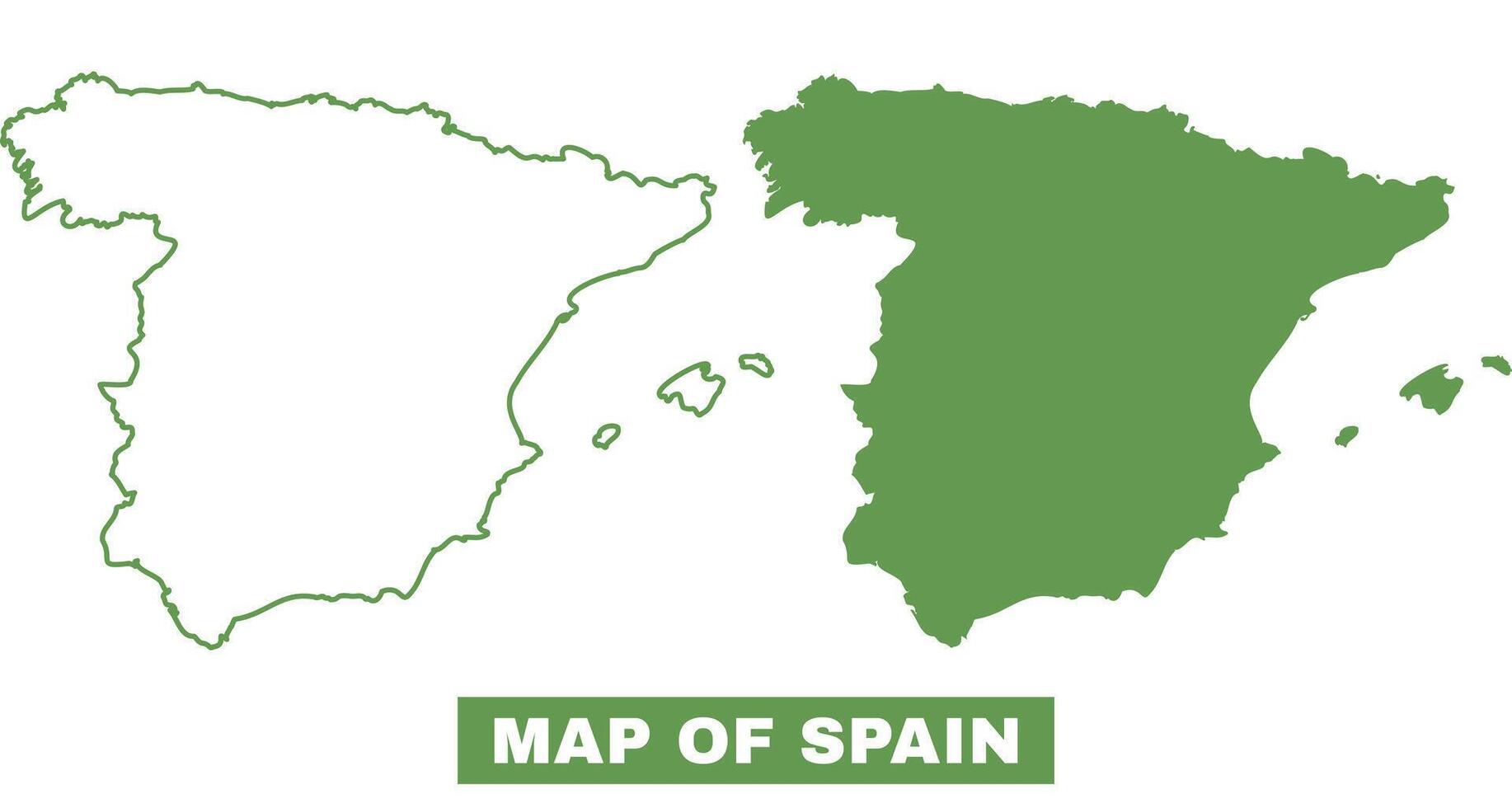 Simple Spain Outline flat map style illustration set vector