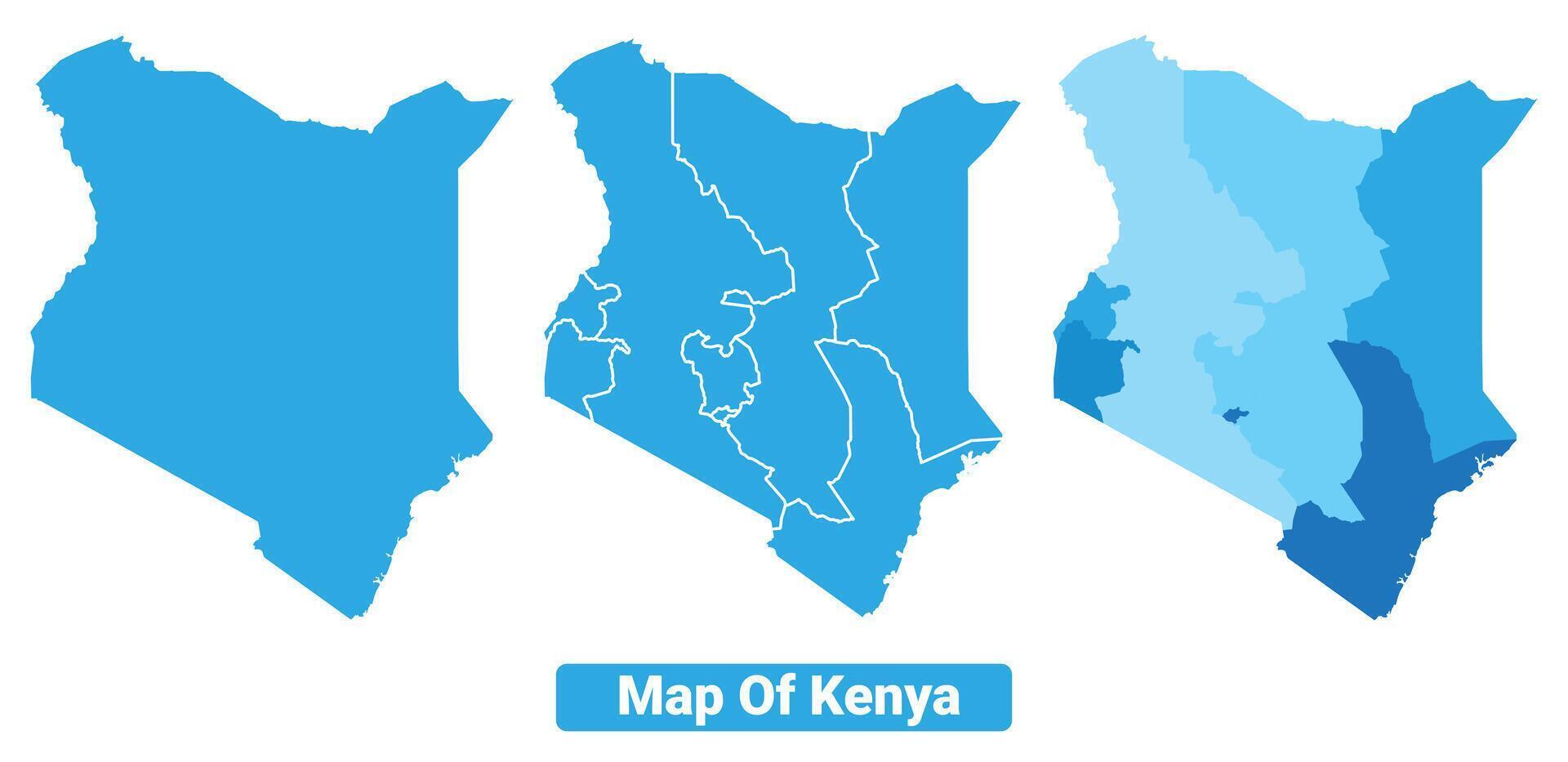 Bluescale Kenya map in different style border outline illustration set vector