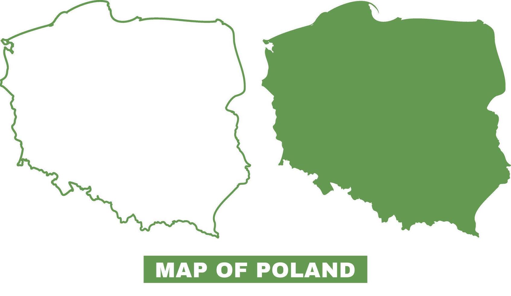 Simple Poland Outline flat map style illustration set vector