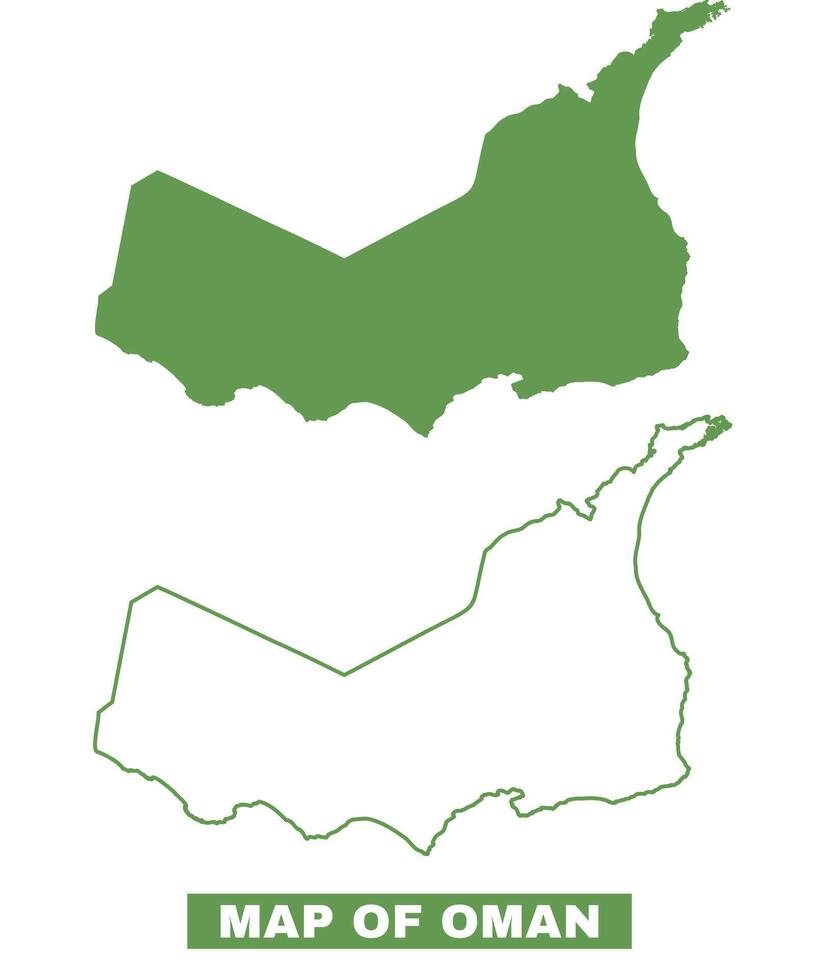 Simple Oman Outline flat map style illustration set vector