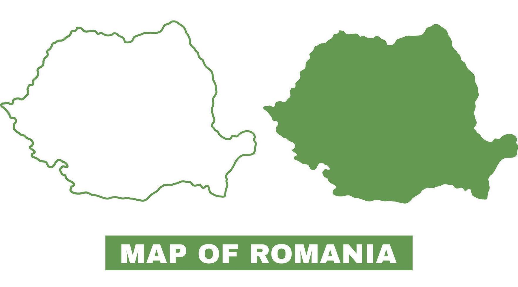 Simple Romania Outline flat map style illustration set vector