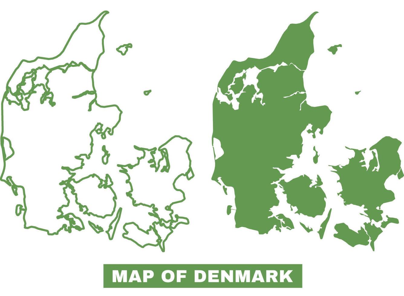 Simple Denmark Outline flat map style illustration set vector