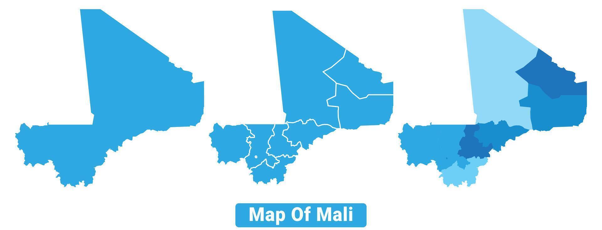 Bluescale Mali map in different style border outline illustration set vector