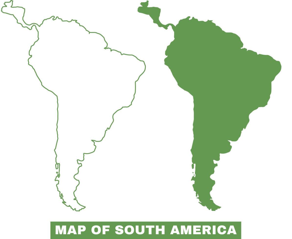 Simple South America Outline flat map style illustration set vector