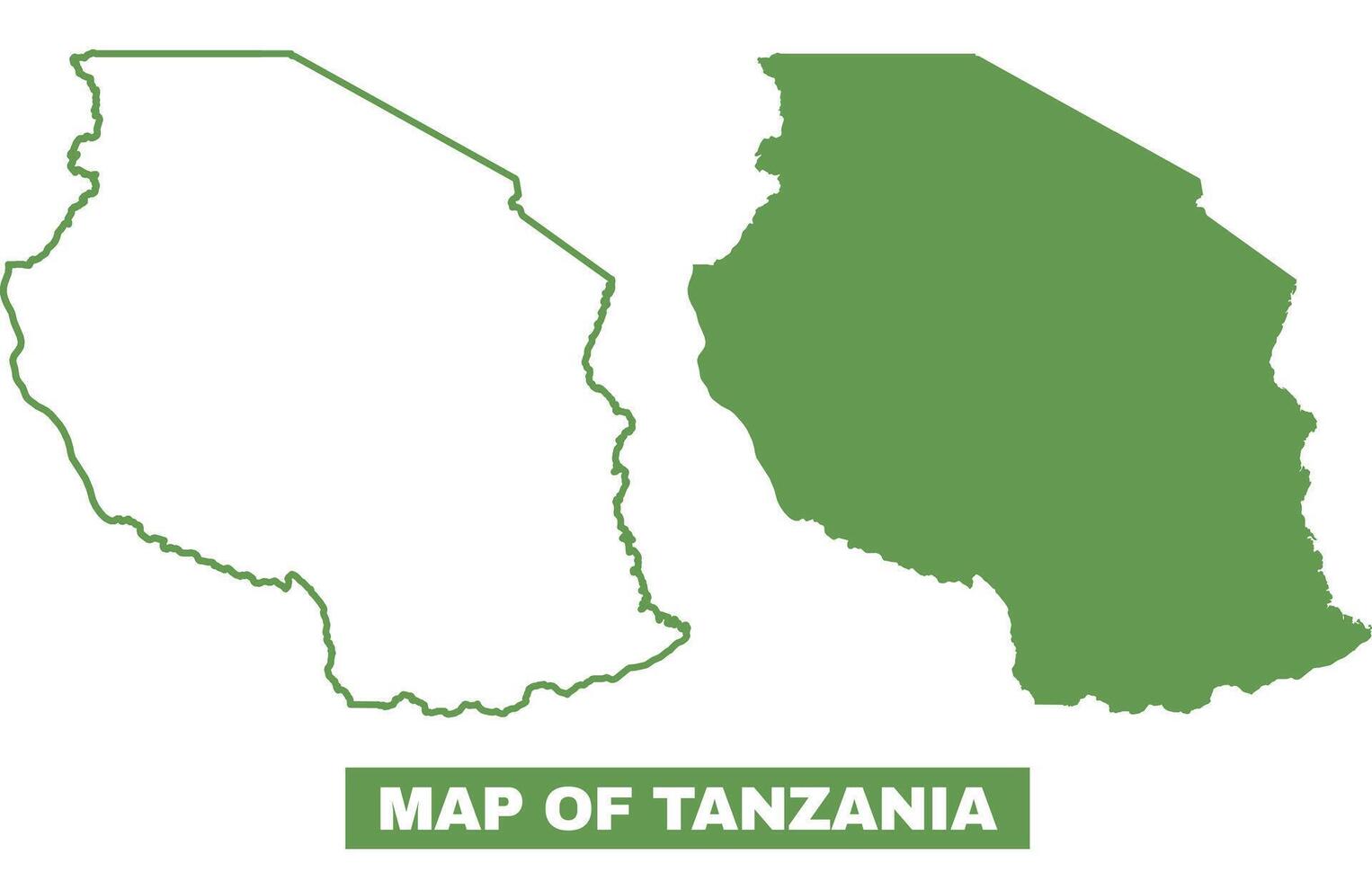 Simple Tanzania Outline flat map style illustration set vector