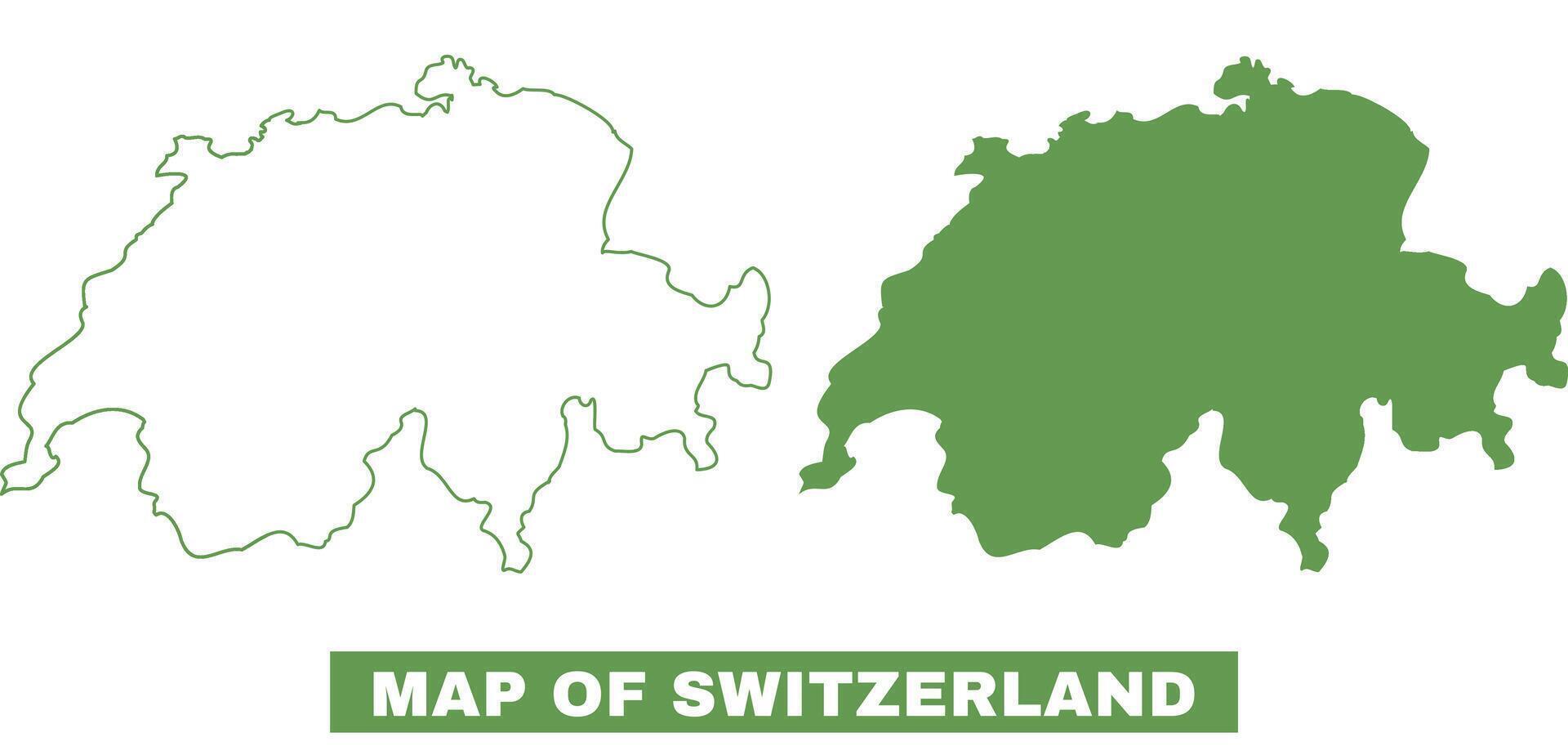 Simple Switzerland Outline flat map style illustration set vector