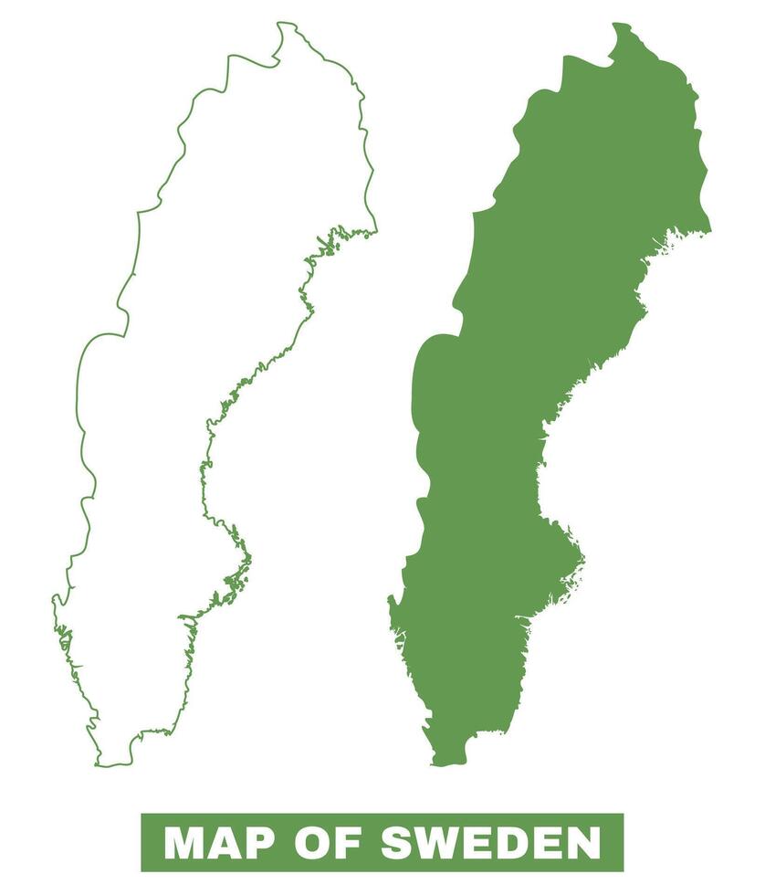 Simple Sweden Outline flat map style illustration set vector