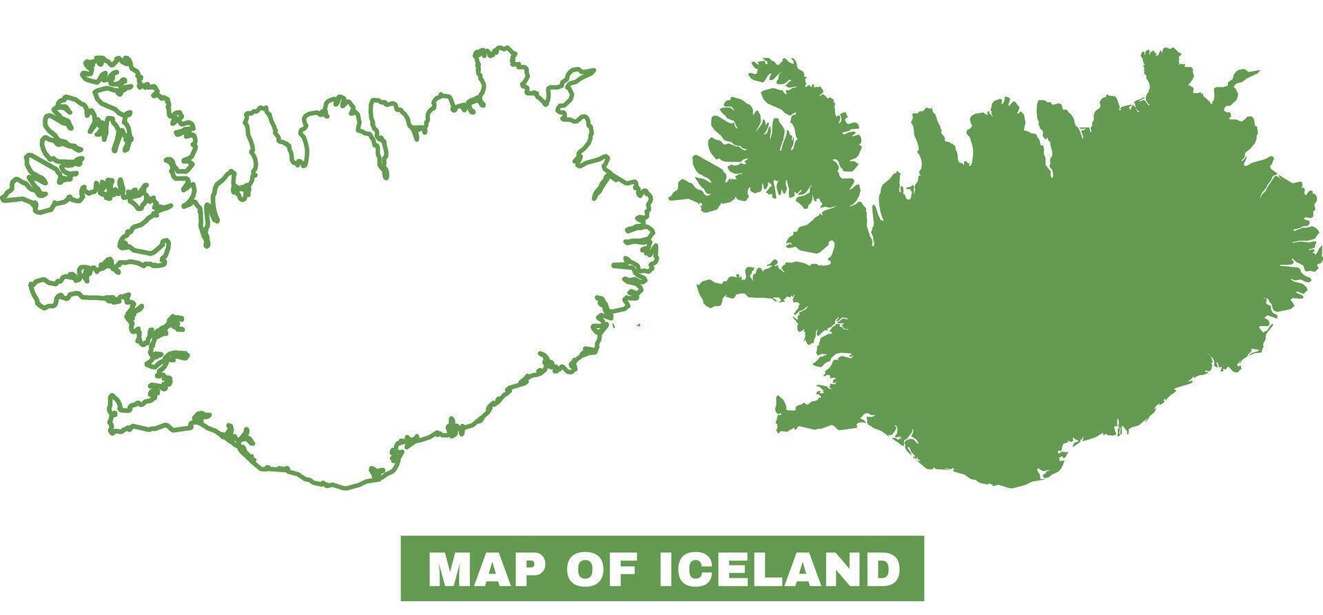 Simple Iceland Outline flat map style illustration set vector