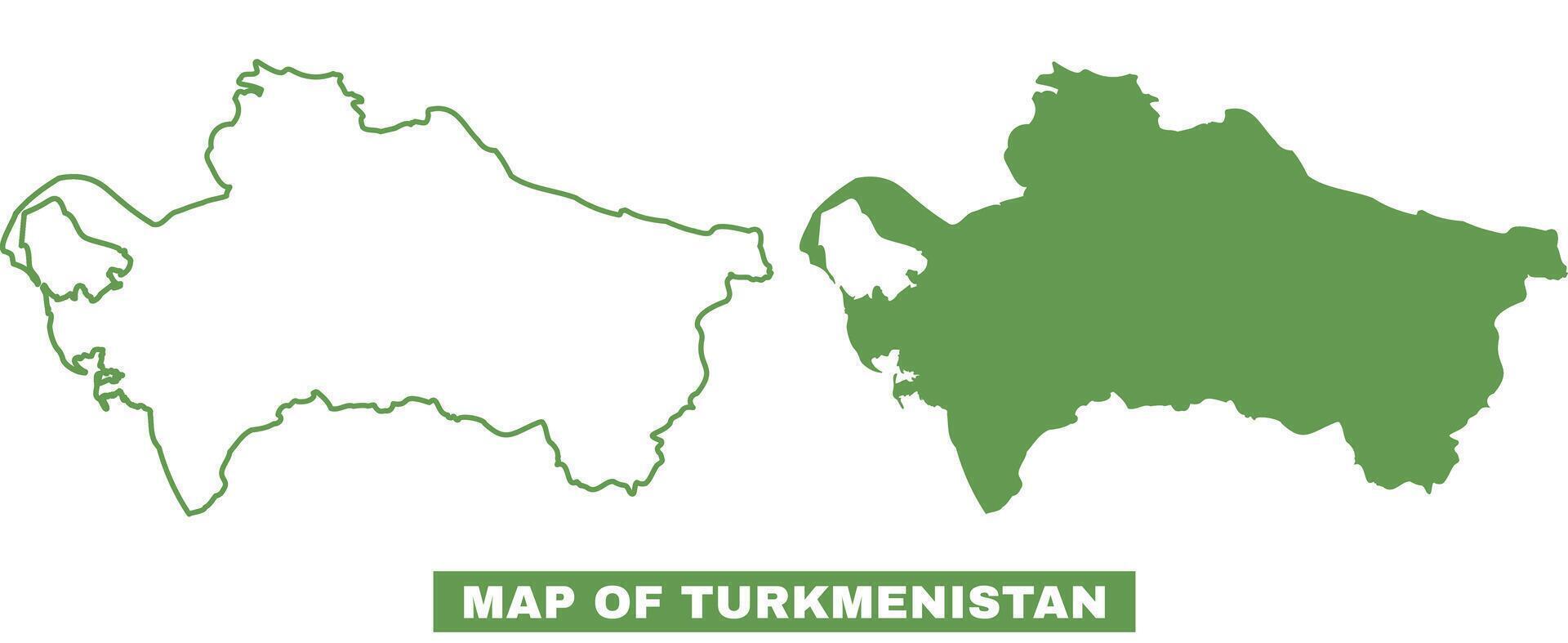 Simple Turkmenistan Outline flat map style illustration set vector