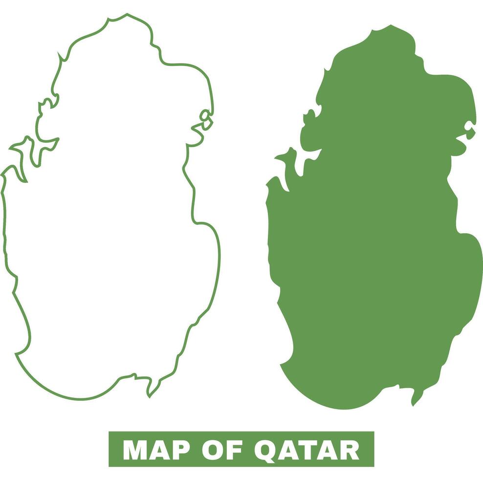 Simple Qatar Outline flat map style illustration set vector