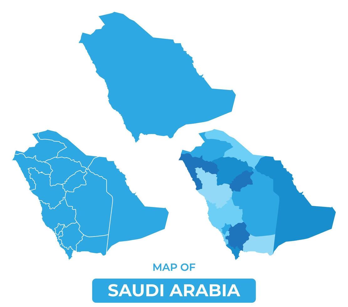 Bluescale Saudi Arabia map in different style border outline illustration set vector