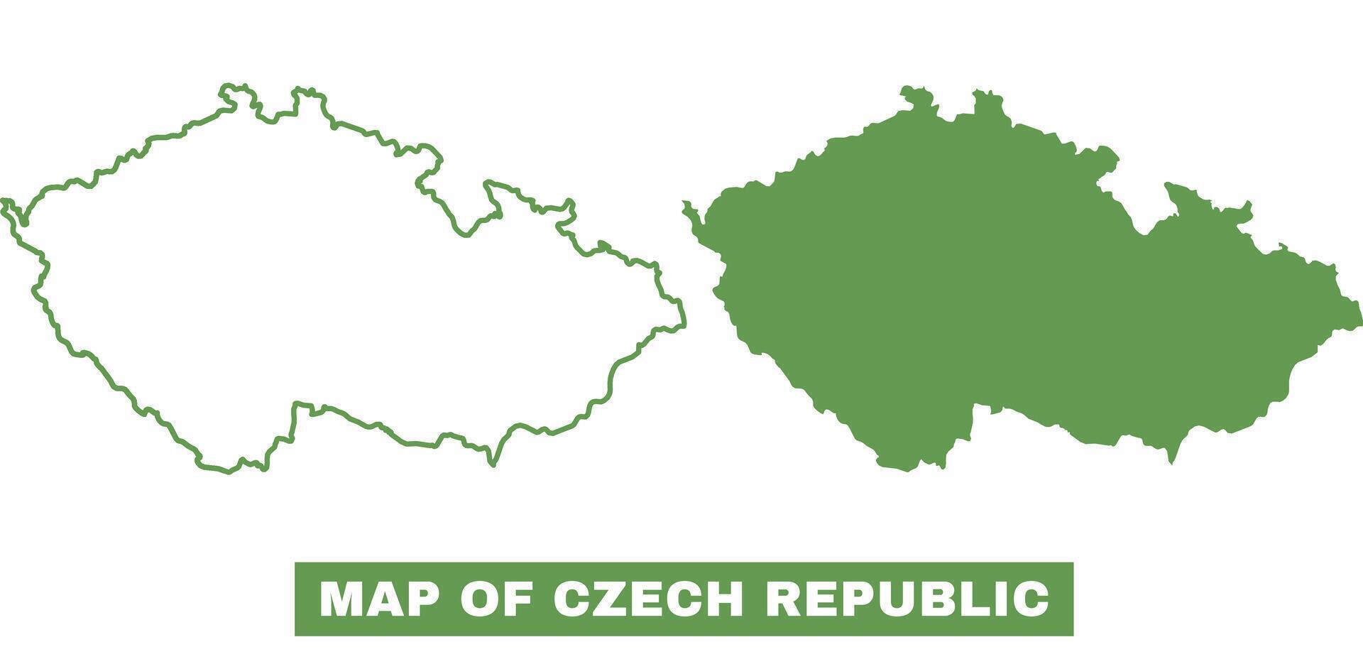 Simple Czech Republic Outline flat map style illustration set vector