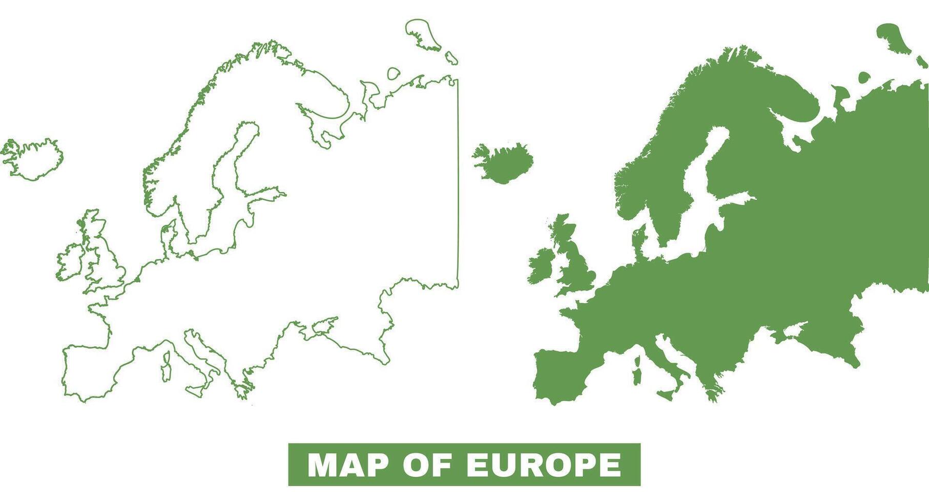 Simple Europe Outline flat map style illustration set vector