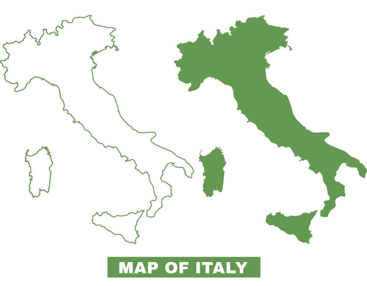 Simple Italy Outline flat map style illustration set vector