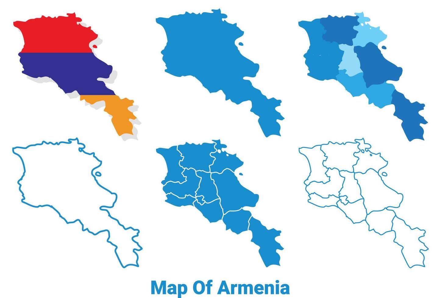 Armenia Maps in different style political map flag outline illustration set vector