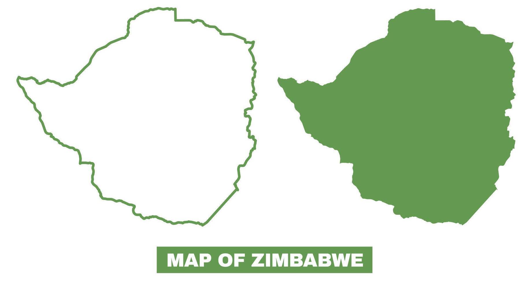 Simple Zimbabwe Outline flat map style illustration set vector