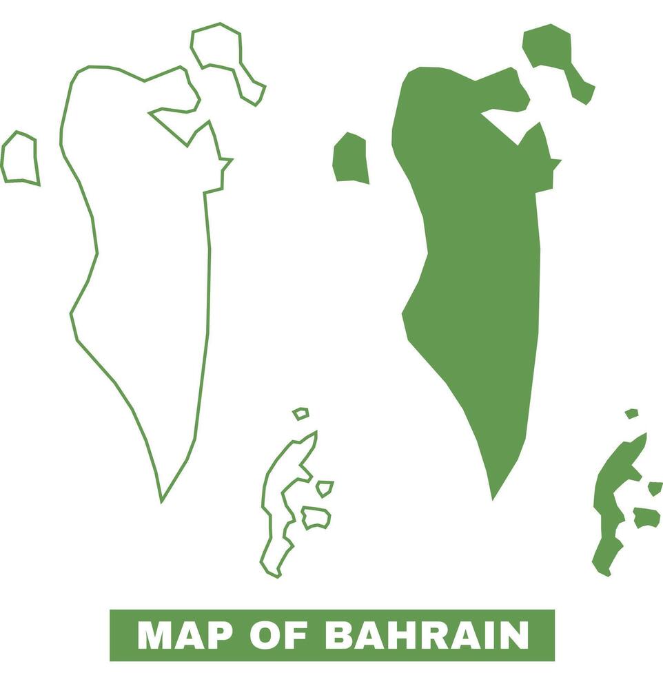 Simple Bahrain Outline flat map style illustration set vector