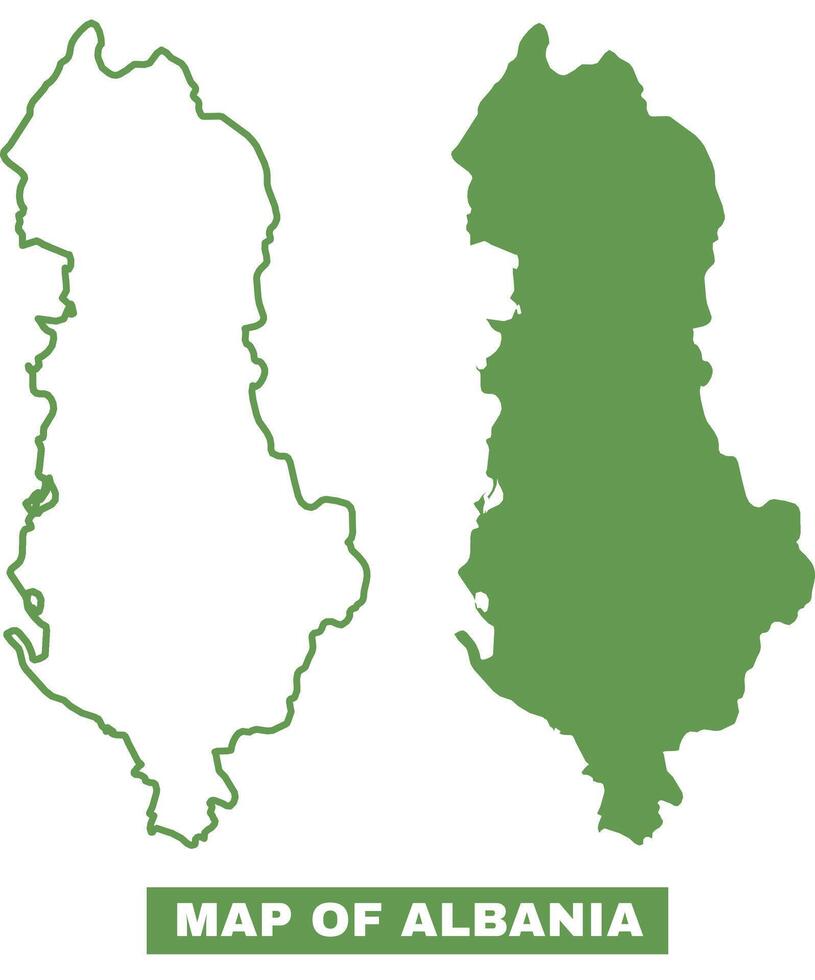 Simple Albania Outline flat map style illustration set vector