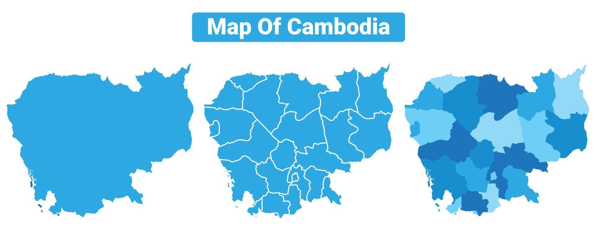 Bluescale Cambodia map in different style border outline illustration set vector