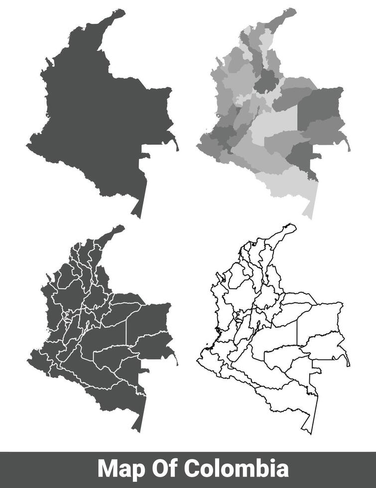 Collection of Colombia country grey political maps set with border outline illustration vector