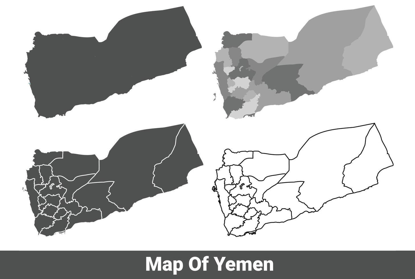 Collection of Yemen country grey political maps set with border outline illustration vector