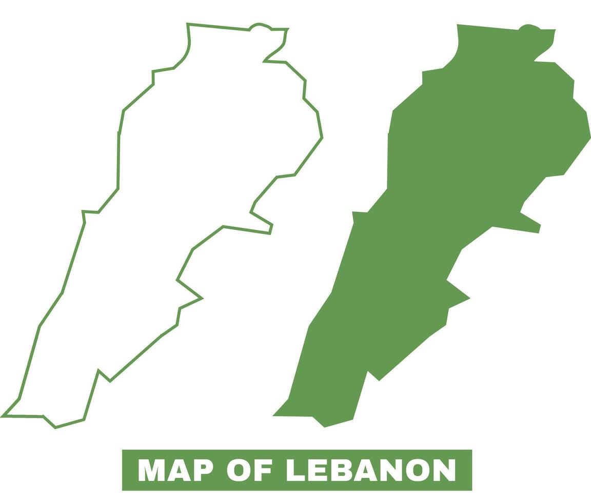 Simple Lebanon Outline flat map style illustration set vector