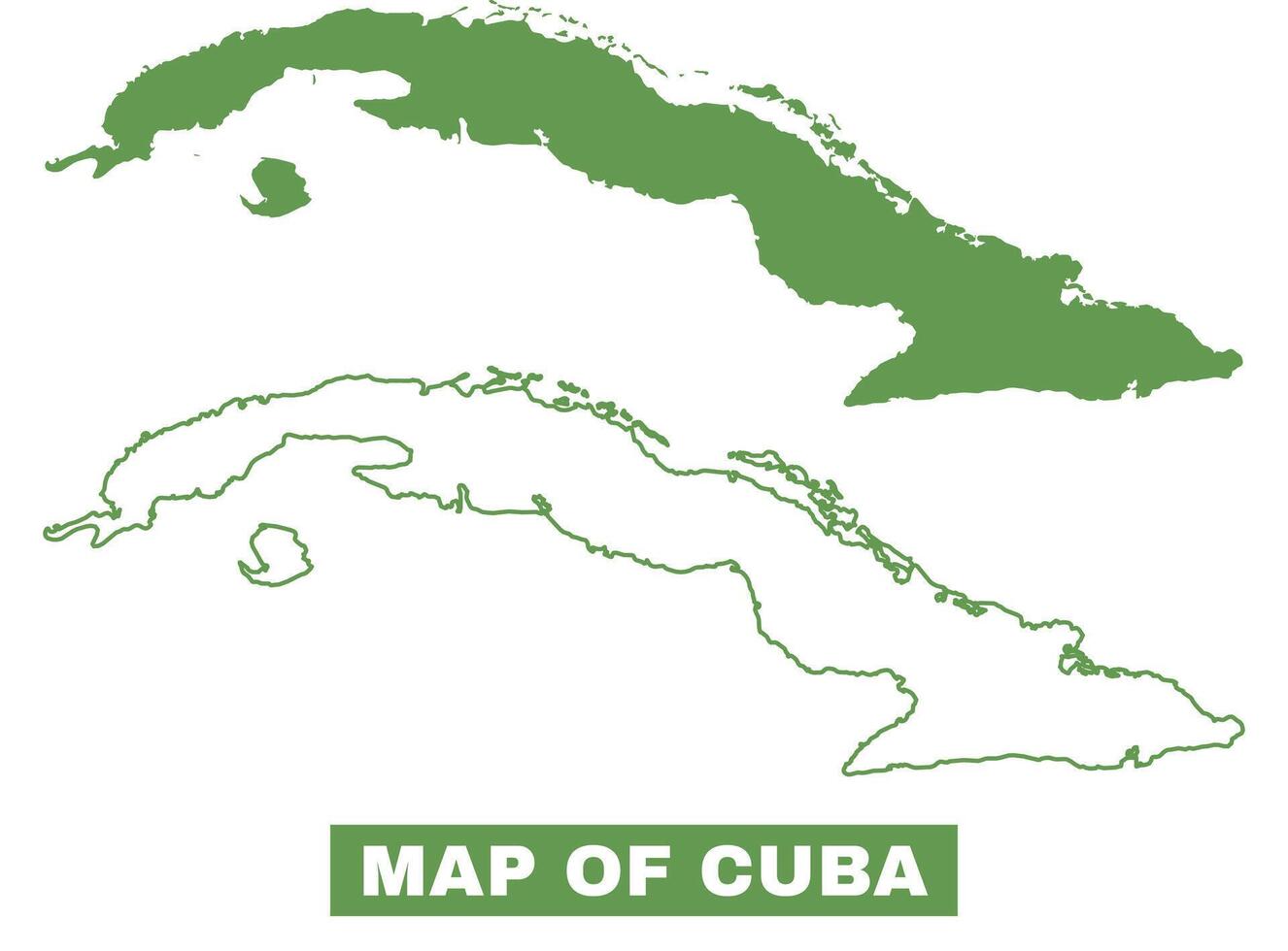 Simple Cuba Outline flat map style illustration set vector